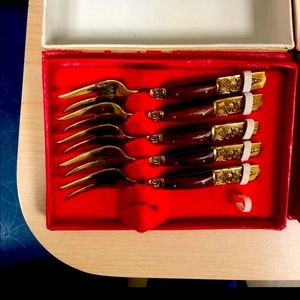 Vintage Thailand Brass Fork and Knife Set